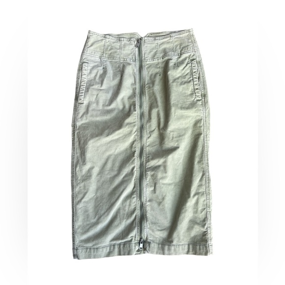 We The Free FREE PEOPLE I Want It All Moss Green Zip Front Corduroy Midi Skirt - Picture 1 of 9